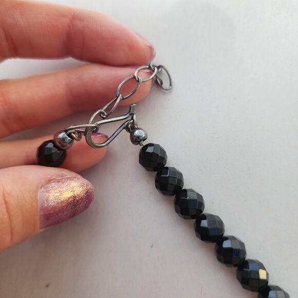 Jay King DTR Signed Ebony Black Onyx Silver Fasceted Large Beaded Necklace New - Picture 5 of 7